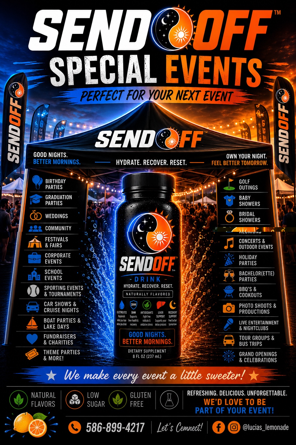 SendOff special events concept poster